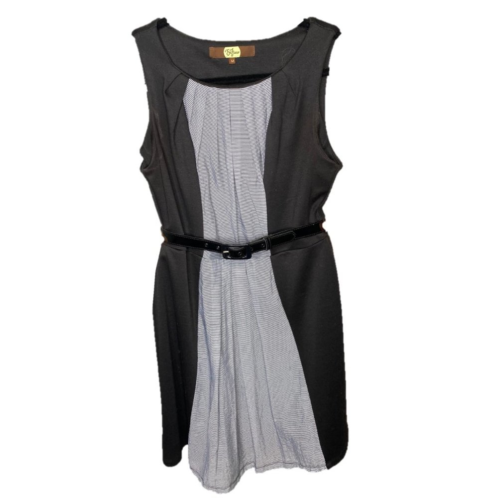 Professional Black Dress with a Pleaded Panel